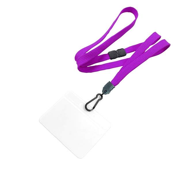 3/8 inch Purple id breakaway lanyard with 3 1/2 x 2 1/4 horizontal badge holders-blank-LNB333BPRP