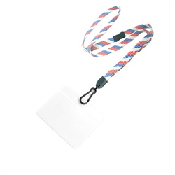 3/8 inch Patriotic pattern id breakaway lanyard with 3 1/2 x 2 1/4 horizontal badge holders-blank