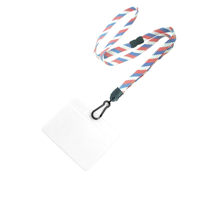3/8 inch Patriotic pattern id breakaway lanyard with 3 1/2 x 2 1/4 horizontal badge holders-blank-LNB333BRBW
