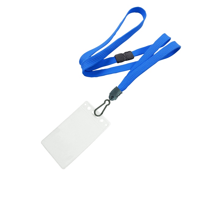 3/8 inch Blue id breakaway lanyard with 2 1/4 x 3 1/2 vertical badge holders-blank-LNB334BBLU