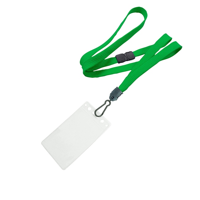 3/8 inch Green id breakaway lanyard with 2 1/4 x 3 1/2 vertical badge holders-blank-LNB334BGRN