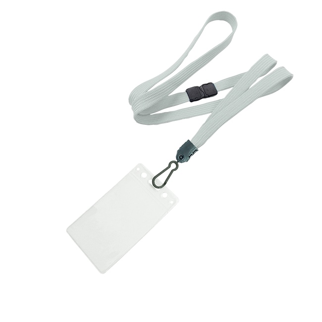 3/8 inch Gray id breakaway lanyard with 2 1/4 x 3 1/2 vertical badge holders-blank-LNB334BGRY
