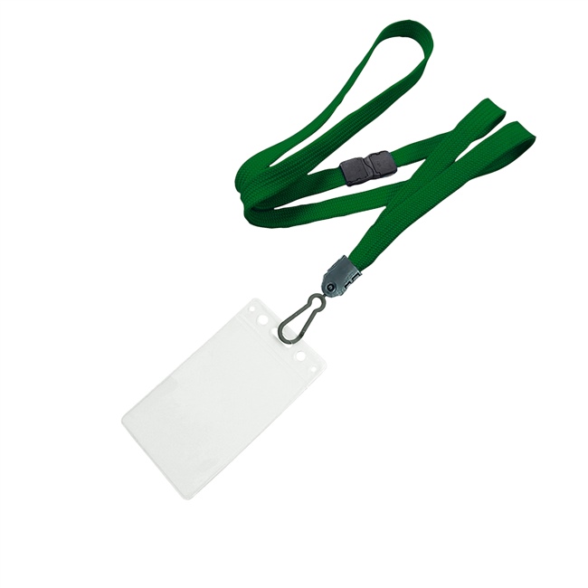 3/8 inch Hunter green id breakaway lanyard with 2 1/4 x 3 1/2 vertical badge holders-blank-LNB334BHGN