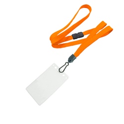 3/8 inch Orange id breakaway lanyard with 2 1/4 x 3 1/2 vertical badge holders-blank