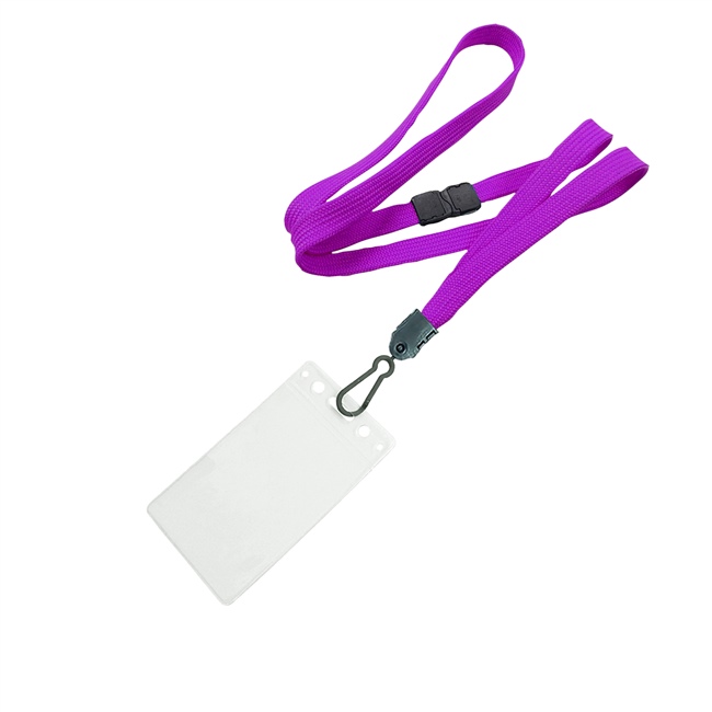 3/8 inch Purple id breakaway lanyard with 2 1/4 x 3 1/2 vertical badge holders-blank-LNB334BPRP