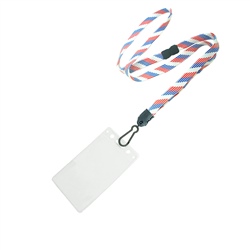 3/8 inch Patriotic pattern id breakaway lanyard with 2 1/4 x 3 1/2 vertical badge holders-blank