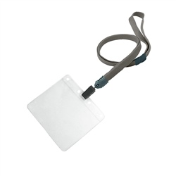 3/8 inch Darkgray breakaway lanyards with clear horizontal 4 x 3 badge holder-blank-LNB3H1B-DGY