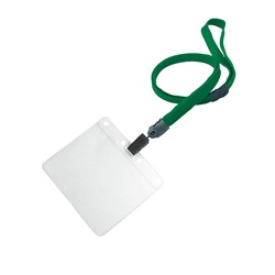 3/8 inch Huntergreen breakaway lanyards with clear horizontal 4 x 3 badge holder-blank-LNB3H1B-HGN