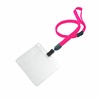 3/8 inch Hot pink breakaway lanyards with clear horizontal 4 x 3 badge holder-blank-LNB3H1B-HPK