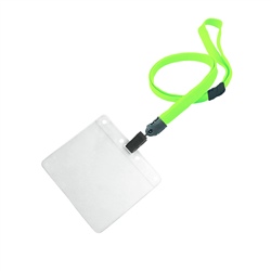 3/8 inch Limegreen breakaway lanyards with clear horizontal 4 x 3 badge holder-blank-LNB3H1B-LMG