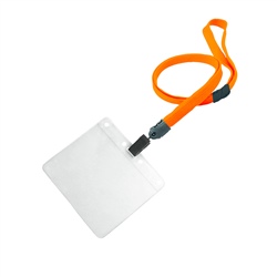 3/8 inch Neonorange breakaway lanyards with clear horizontal 4 x 3 badge holder-blank-LNB3H1B-NOG