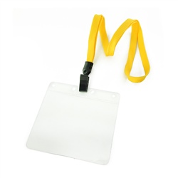 3/8 inch Blank dandelion neck lanyard with rotating pleastic hook and clear horizontal 4 x 3 badge holder-blank-LNB3H1NDDL