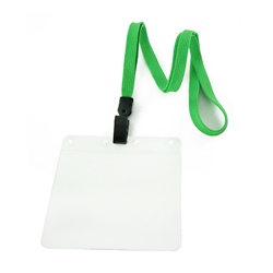 3/8 inch Blank lightgreen neck lanyard with rotating pleastic hook and clear horizontal 4 x 3 badge holder-blank-LNB3H1NLGN