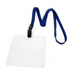 3/8 inch Blank royalblue neck lanyard with rotating pleastic hook and clear horizontal 4 x 3 badge holder-blank-LNB3H1NRBL