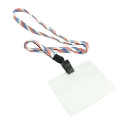 3/8 inch Patrioticpattern neck lanyard with a transparent horizontal 3 1/2 x 2 1/4 badge holder-blank-LNB3H2NRBW