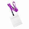 3/8 inch Purple Title bar 4x3 holder lanyardwith rotating plastic clip attached clear horizontal 4 x 3 zip-lock title bar badge holder-blank-LNB3H3BPRP