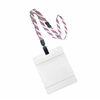 3/8 inch Patriotic pattern Title bar 4x3 holder lanyardwith rotating plastic clip attached clear horizontal 4 x 3 zip-lock title bar badge holder-blank-LNB3H3BRBW