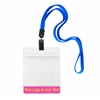 3/8 inch Custom blue Title bar 4x3 holder lanyardwith rotating plastic clip attached clear horizontal 4 x 3 zip-lock custom title bar badge holder-blank-LNB3H3NBLU