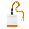 3/8 inch Custom carrot orange Title bar 4x3 holder lanyardwith rotating plastic clip attached clear horizontal 4 x 3 zip-lock custom title bar badge holder-blank-LNB3H3NCOG