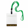3/8 inch Custom green Title bar 4x3 holder lanyardwith rotating plastic clip attached clear horizontal 4 x 3 zip-lock custom title bar badge holder-blank-LNB3H3NGRN