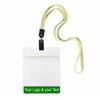 3/8 inch Custom light gold Title bar 4x3 holder lanyardwith rotating plastic clip attached clear horizontal 4 x 3 zip-lock custom title bar badge holder-blank-LNB3H3NLGD