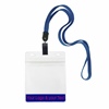 3/8 inch Custom navyblue Title bar 4x3 holder lanyardwith rotating plastic clip attached clear horizontal 4 x 3 zip-lock custom title bar badge holder-blank-LNB3H3NNBL