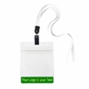 3/8 inch Custom white Title bar 4x3 holder lanyardwith rotating plastic clip attached clear horizontal 4 x 3 zip-lock custom title bar badge holder-blank-LNB3H3NWHT