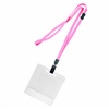 3/8 inch Pink title bar horizontal ID holder lanyardwith rotating plastic clip attached clear horizontal 3 1/2 x 2 1/4 title bar badge holder-blank-LNB3H4BPNK
