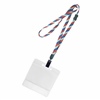 3/8 inch Patriotic pattern title bar horizontal ID holder lanyardwith rotating plastic clip attached clear horizontal 3 1/2 x 2 1/4 title bar badge holder-blank-LNB3H4BRBW