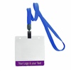 3/8 inch Custom blue title bar horizontal ID holder lanyardwith rotating plastic clip attached clear horizontal 3 1/2 x 2 1/4 custom title bar badge holder-blank-LNB3H4NBLU