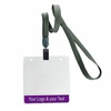3/8 inch Custom dark gray title bar horizontal ID holder lanyardwith rotating plastic clip attached clear horizontal 3 1/2 x 2 1/4 custom title bar badge holder-blank-LNB3H4NDGY