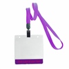 3/8 inch Custom purple title bar horizontal ID holder lanyardwith rotating plastic clip attached clear horizontal 3 1/2 x 2 1/4 custom title bar badge holder-blank-LNB3H4NPRP