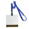 3/8 inch Custom royalblue title bar horizontal ID holder lanyardwith rotating plastic clip attached clear horizontal 3 1/2 x 2 1/4 custom title bar badge holder-blank-LNB3H4NRBL
