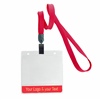 3/8 inch Custom red title bar horizontal ID holder lanyardwith rotating plastic clip attached clear horizontal 3 1/2 x 2 1/4 custom title bar badge holder-blank-LNB3H4NRED
