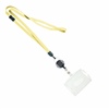3/8 inch Light gold  breakaway lanyards attached split ring with round badge reel and vertical-horizontal clear ID card holder-blank-LNB3RABLGD