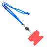 3/8 inch Blue  breakaway lanyards attached split ring with a retractable id reel and horizontal title bar double-sided ID card holder-blank-LNB3RFBBLU