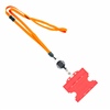 3/8 inch Carrot orange  breakaway lanyards attached split ring with a retractable id reel and horizontal title bar double-sided ID card holder-blank-LNB3RFBCOG