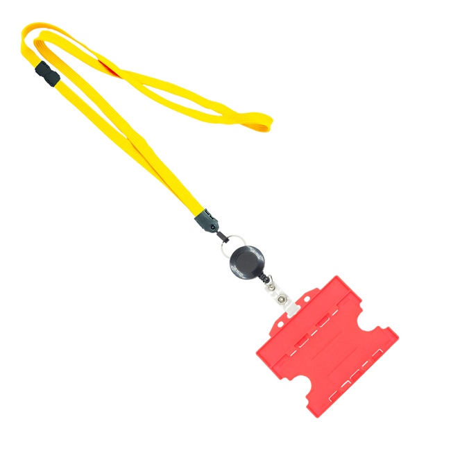 3/8 inch Dandelion  breakaway lanyards attached split ring with a retractable id reel and horizontal title bar double-sided ID card holder-blank-LNB3RFBDDL