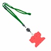 3/8 inch Green  breakaway lanyards attached split ring with a retractable id reel and horizontal title bar double-sided ID card holder-blank-LNB3RFBGRN