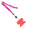 3/8 inch Hot pink  breakaway lanyards attached split ring with a retractable id reel and horizontal title bar double-sided ID card holder-blank-LNB3RFBHPK