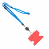 3/8 inch Light blue  breakaway lanyards attached split ring with a retractable id reel and horizontal title bar double-sided ID card holder-blank-LNB3RFBLBL