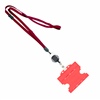 3/8 inch Maroon  breakaway lanyards attached split ring with a retractable id reel and horizontal title bar double-sided ID card holder-blank-LNB3RFBMRN