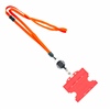 3/8 inch Orange  breakaway lanyards attached split ring with a retractable id reel and horizontal title bar double-sided ID card holder-blank-LNB3RFBORG
