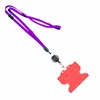 3/8 inch Purple  breakaway lanyards attached split ring with a retractable id reel and horizontal title bar double-sided ID card holder-blank-LNB3RFBPRP