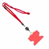 3/8 inch Red  breakaway lanyards attached split ring with a retractable id reel and horizontal title bar double-sided ID card holder-blank-LNB3RFBRED