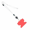 3/8 inch White  breakaway lanyards attached split ring with a retractable id reel and horizontal title bar double-sided ID card holder-blank-LNB3RFBWHT