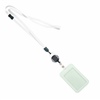 3/8 inch White  breakaway lanyard attached key ring with ID badge reel and and vertical 2 ID card holder-blank-LNB3RGBWHT