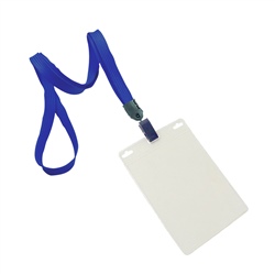 3/8 inch Royalblue plain neck lanyard with a transparent vertical 3 x 4 badge holder-blank-LNB3V1NRBL