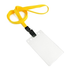 3/8 inch Plain dandelion neck lanyard with clear vertical  2 1/4 x 3 1/2 badge holder-blank-LNB3V2NDDL