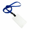 3/8 inch Plain royalblue neck lanyard with clear vertical  2 1/4 x 3 1/2 badge holder-blank-LNB3V2NRBL